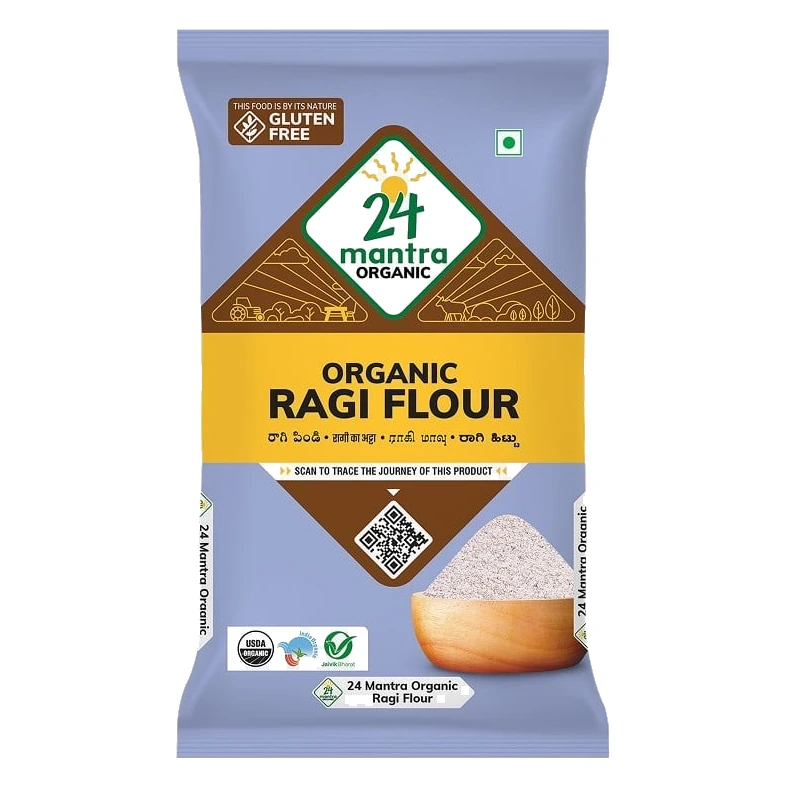 24 Mantra Organic Ragi Flour pack, front view