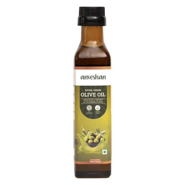 Anveshan Extra Virgin Olive Oil pack, front view