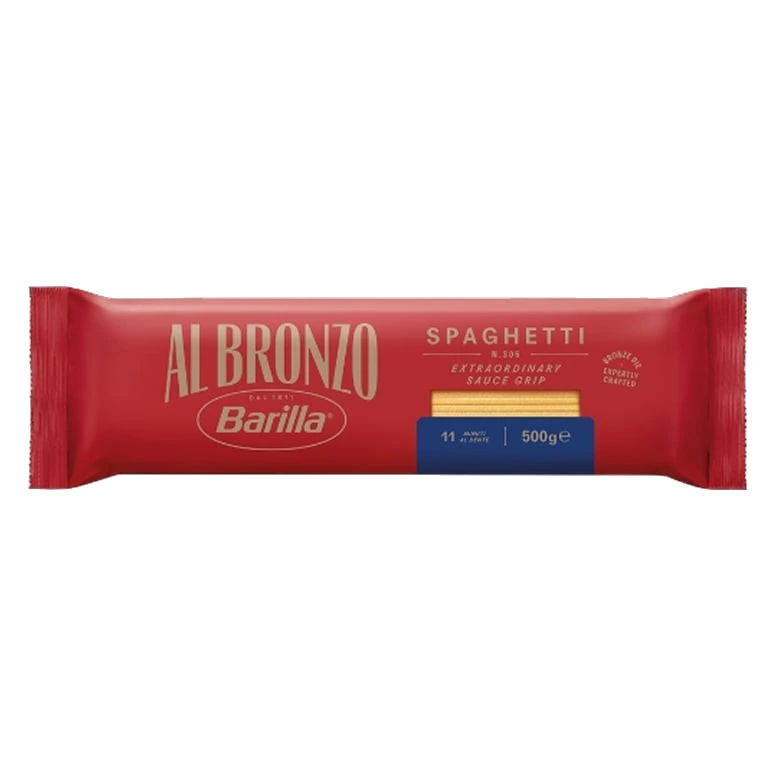 Barilla Al Bronzo Spaghetti Pasta pack, front view