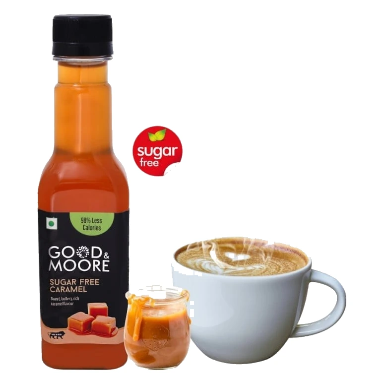 Good&Moore Sugar Free Caramel Syrup pack, front view