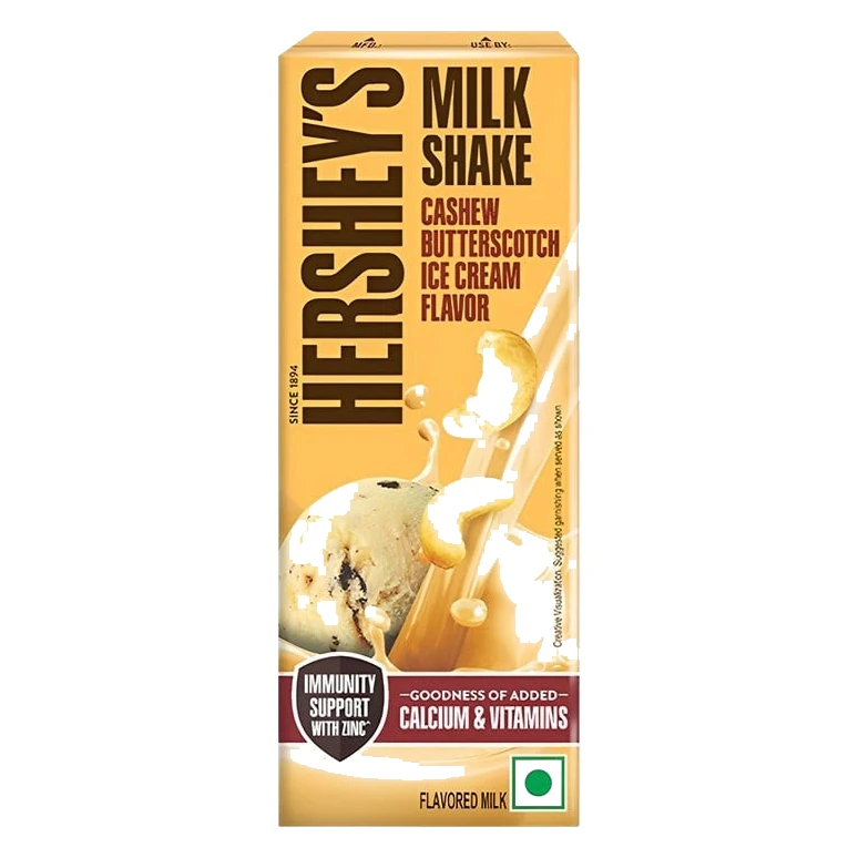 Hershey's Milkshake Cashew Butterscotch Ice Cream Flavor pack, front view