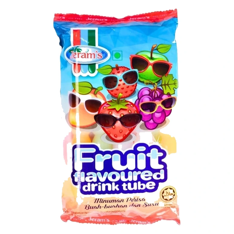 Jeram's Fruit Flavoured Drink Tube pack, front view