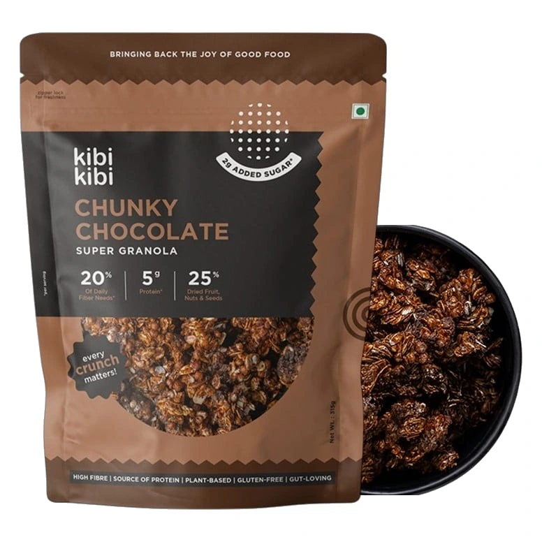 Kibi Kibi Chunky Chocolate Super Granola pack, front view