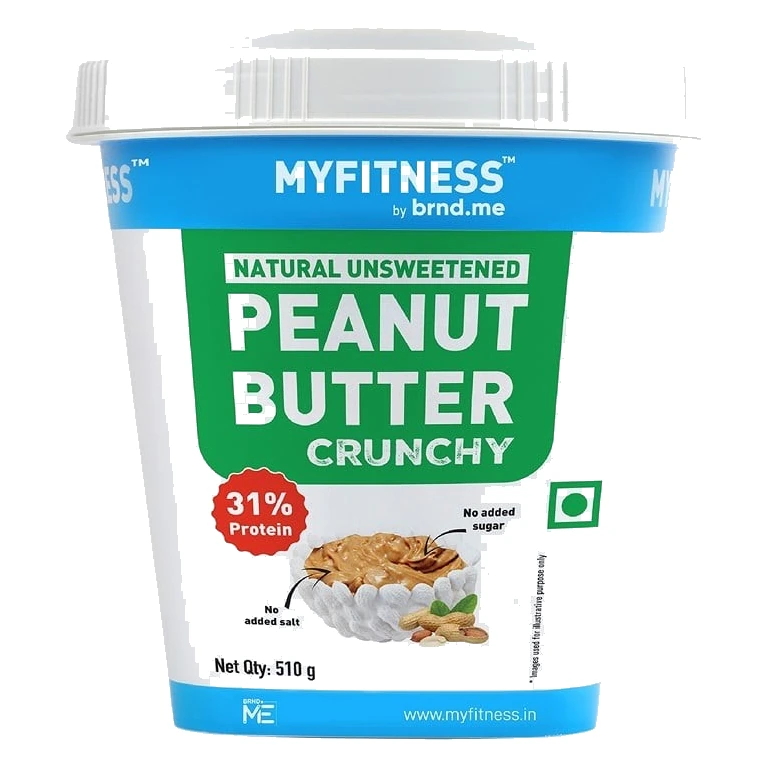 MyFitness All Natural Peanut Butter Crunchy Spread (Unsweetened) pack, front view