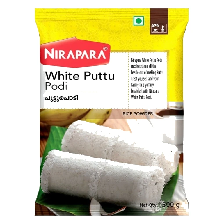 Nirapara White Puttu Podi Rice Flour pack, front view