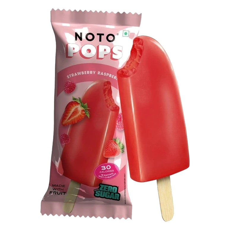 Noto Pops Strawberry Raspberry Ice Cream Popsicle pack, front view