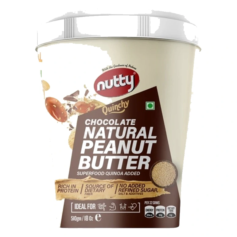 Nutty Chocolate Natural Peanut Butter pack, front view