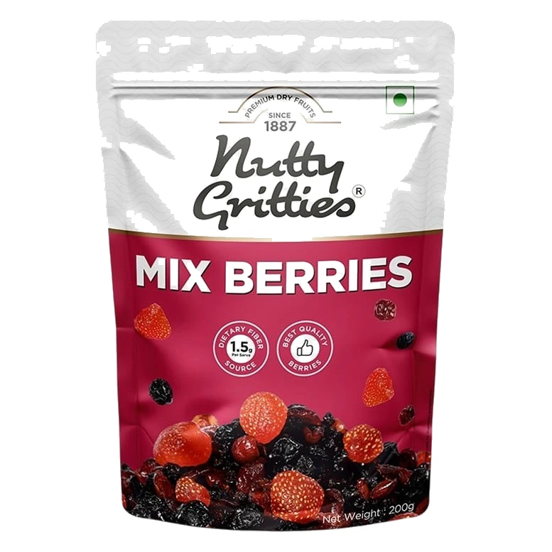Nutty Gritties Premium Dried Berries Mix pack, front view