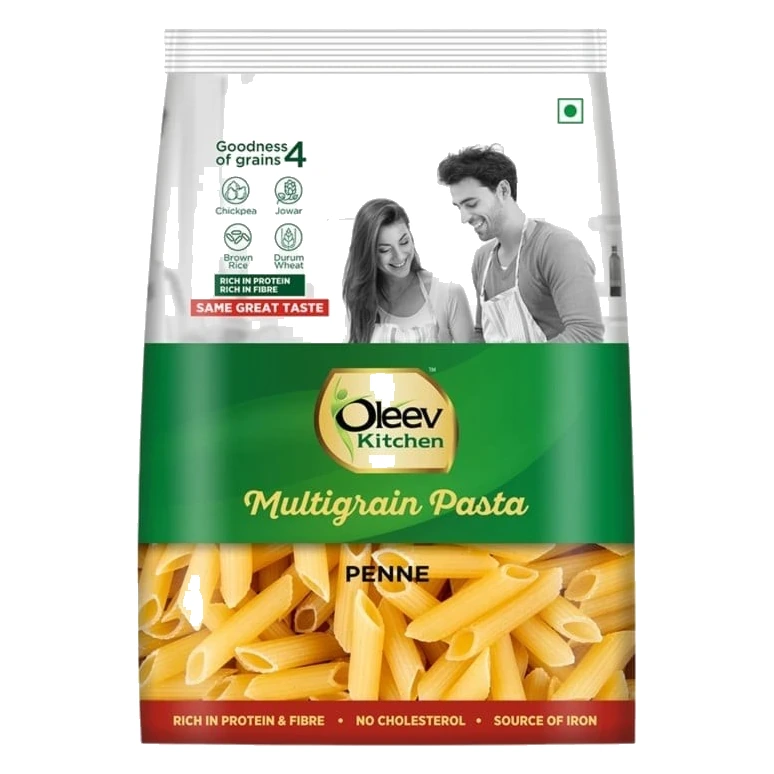 Oleev Kitchen Multigrain Pasta Penne pack, front view