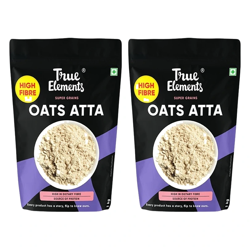 True Elements Super Grains Oats Atta (Pack of 2) pack, front view
