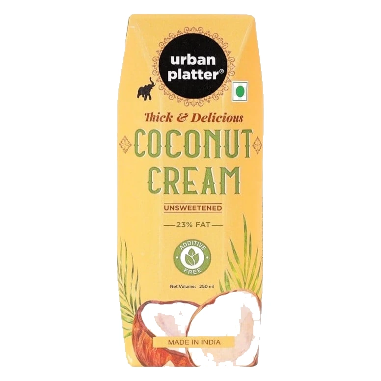Urban Platter Thick & Delicious Coconut Cream Unsweetened 23% Fat pack, front view