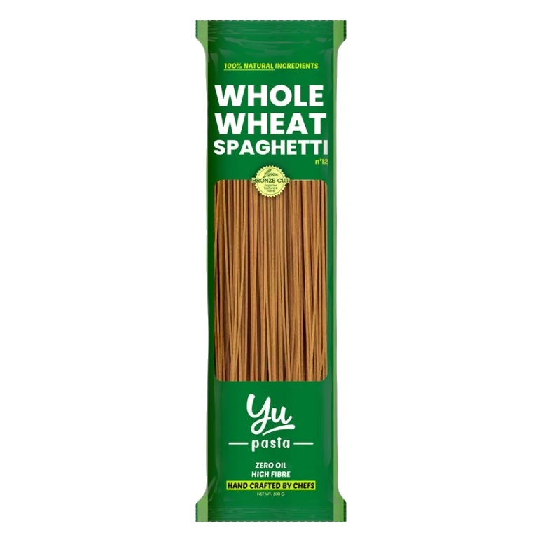 Yu 100% Whole Wheat Spaghetti Pasta pack, front view
